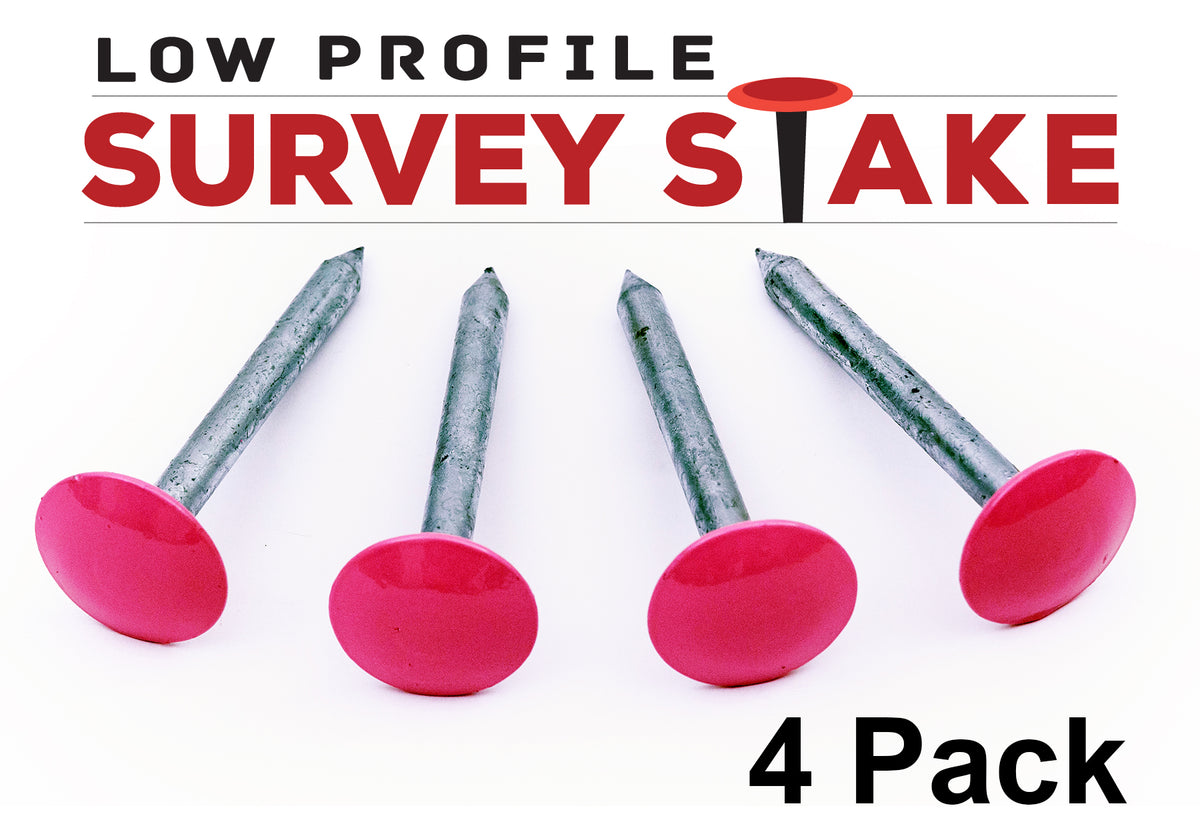 Low Profile Survey Stakes - Hi-Vis Pink - 4 Pack