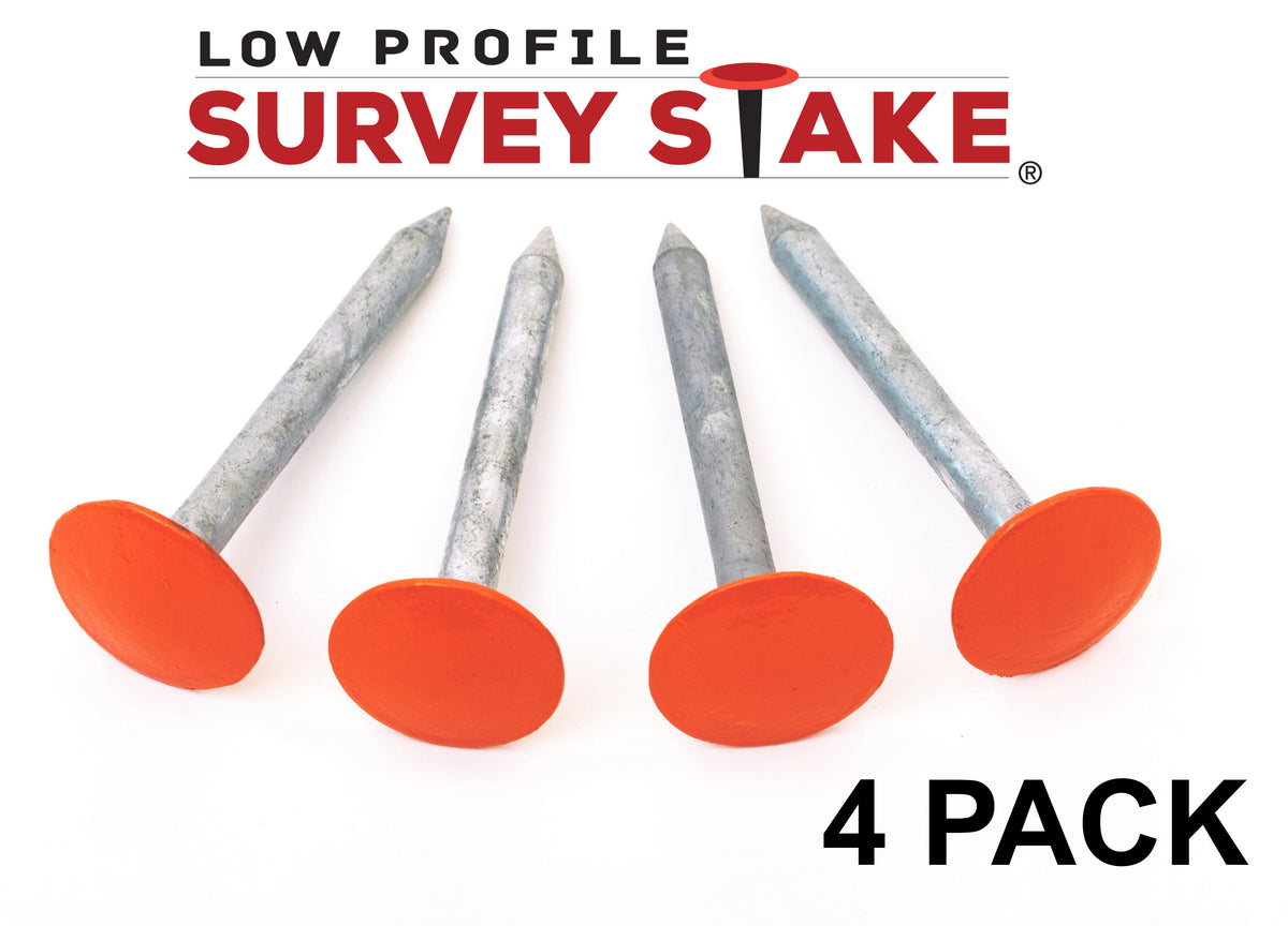Low Profile Survey Stakes - Hi-Vis Orange - 4 Pack