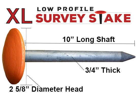 XL Low Profile Survey Stakes - Hi-Vis Orange - 2 Pack