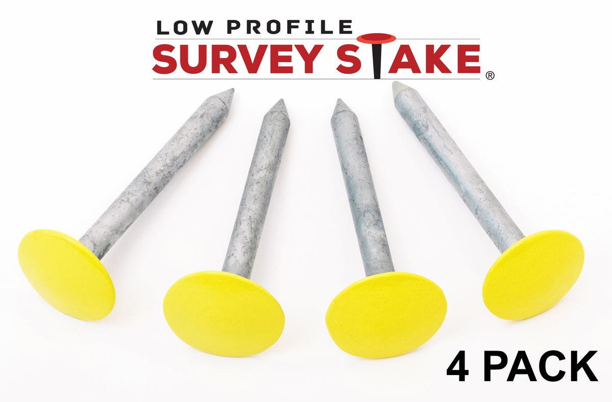 Low Profile Survey Stakes - Hi-Vis Yellow - 4 Pack