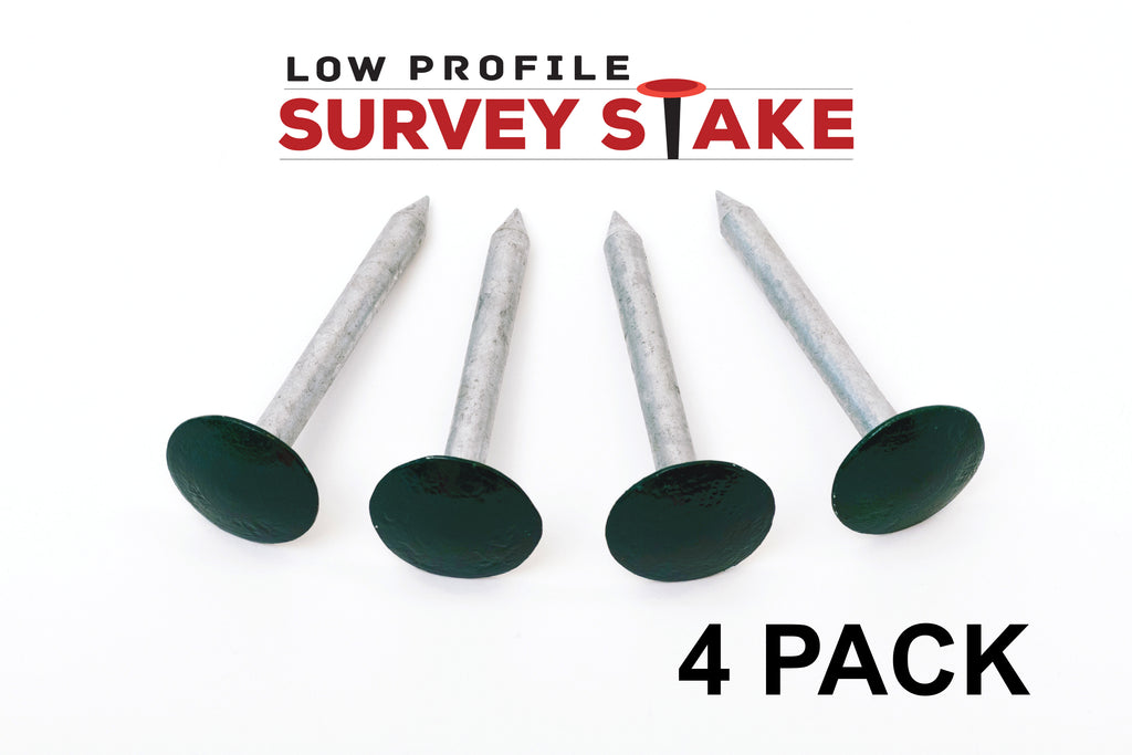 Low Profile Survey Stakes & Survey Markers - Green - 4 Pack