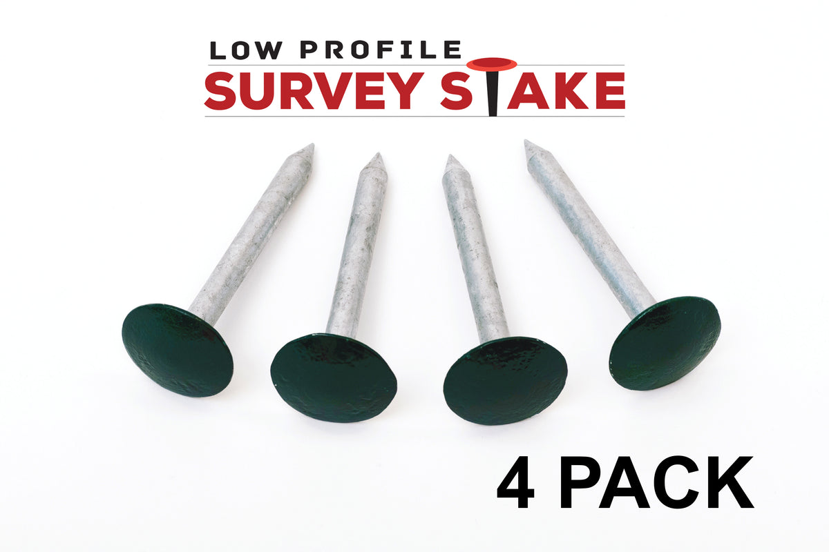 Low Profile Survey Stakes & Survey Markers - Green - 4 Pack